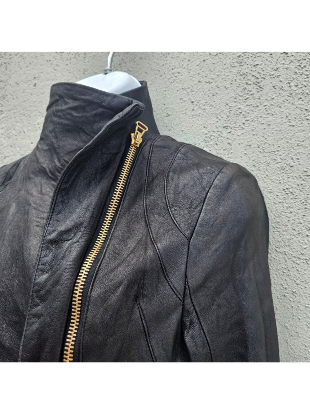 Vintage Pegah Anvarian Black Lambskin Leather Cropped Bolero Moto Jacket XS Rare - Picture 12 of 16